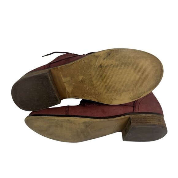 Steve Madden Robin Boots Size 8 Leather Burgundy Red Lace Up Ankle Bootie Troopa - Picture 6 of 11